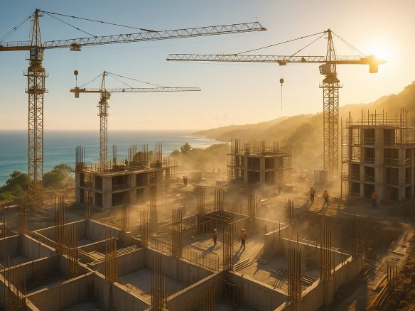 house building Tenerife 2025 construction site with ocean view